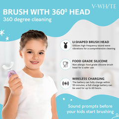 Toothbrush on wireless charging dock for hands-free use