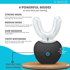 LED whitening light therapy on V-WHITE toothbrush