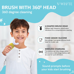 Silicone brush heads for kids ages 2-6 and 7-12