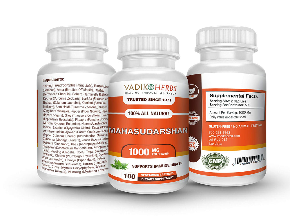 100 Vegicaps bottle with Vadik Herbs branding