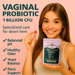 Vaginal probiotic gummies bottle highlighting Bacillus coagulans