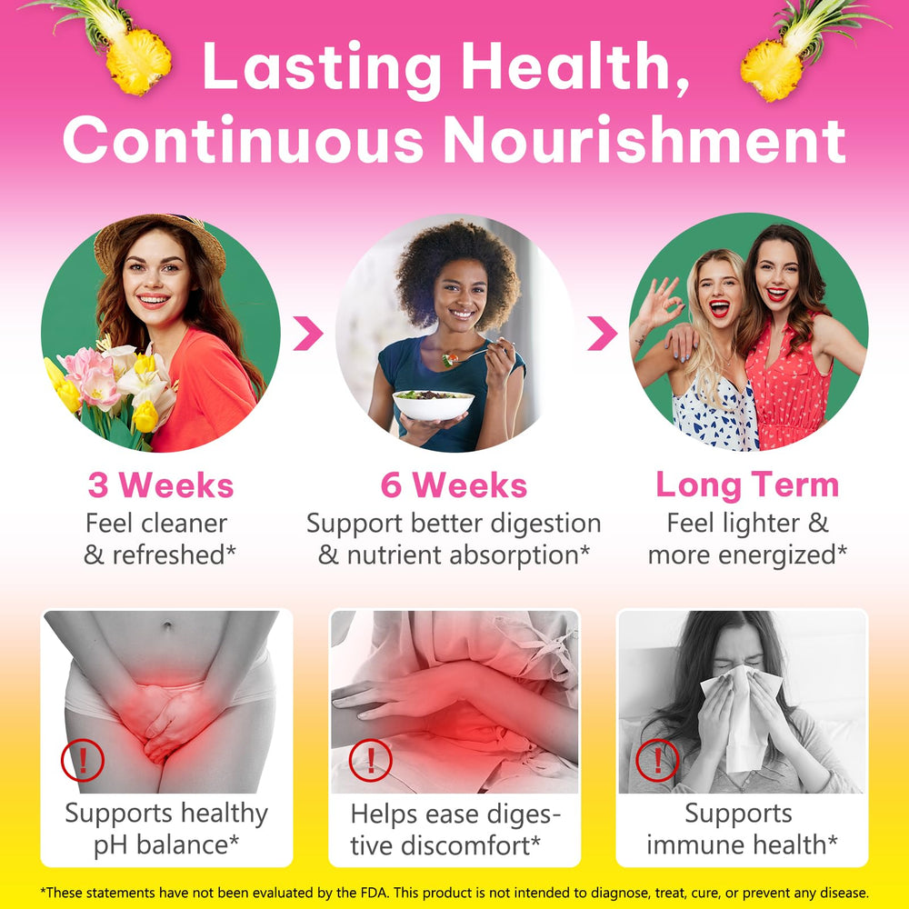 Pineapple-flavored Vaginal Probiotics gummies on white background