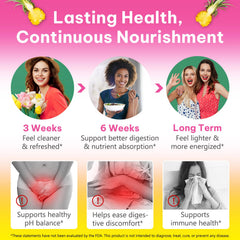 Pineapple-flavored Vaginal Probiotics gummies on white background