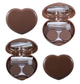 Brown heart-shaped contact lens case - front view