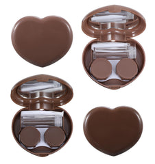 Brown heart-shaped contact lens case - front view