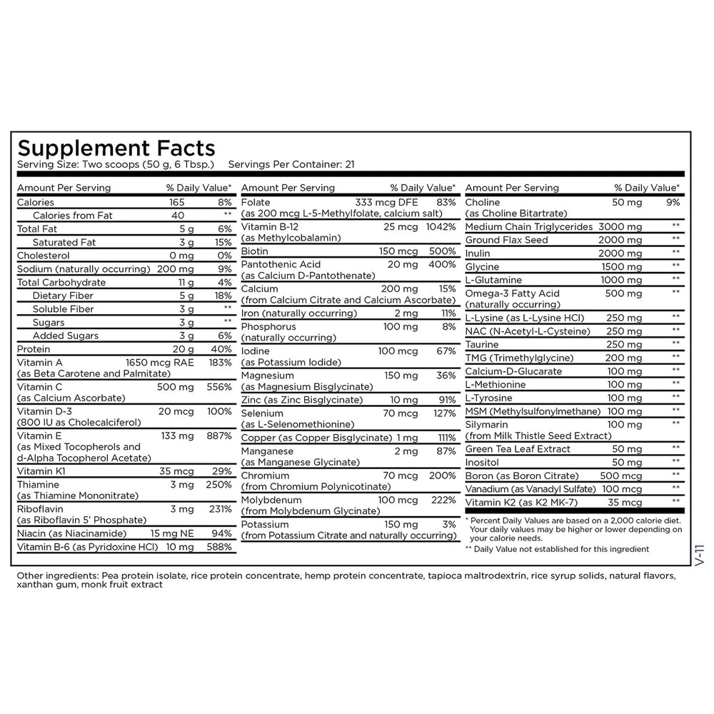 Vanilla protein powder being mixed in a glass