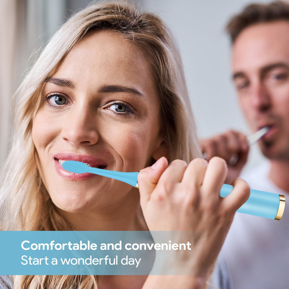 Two toothbrushes in a family-friendly setup