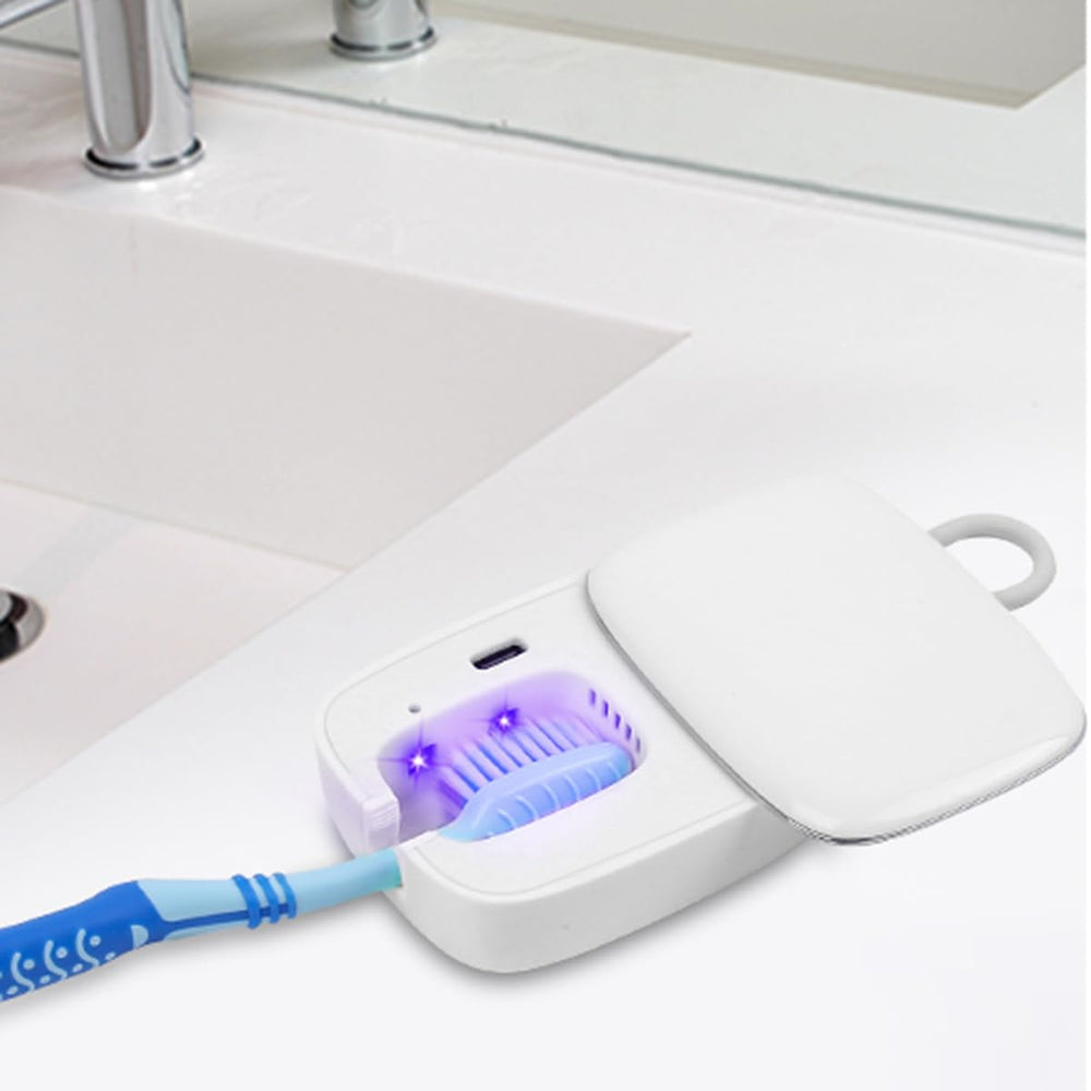 Compact, stylish white travel toothbrush box for home and travel
