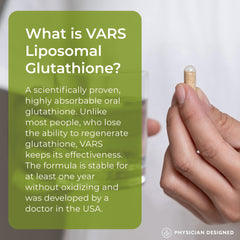 Bottle label for VARS liposomal glutathione capsules