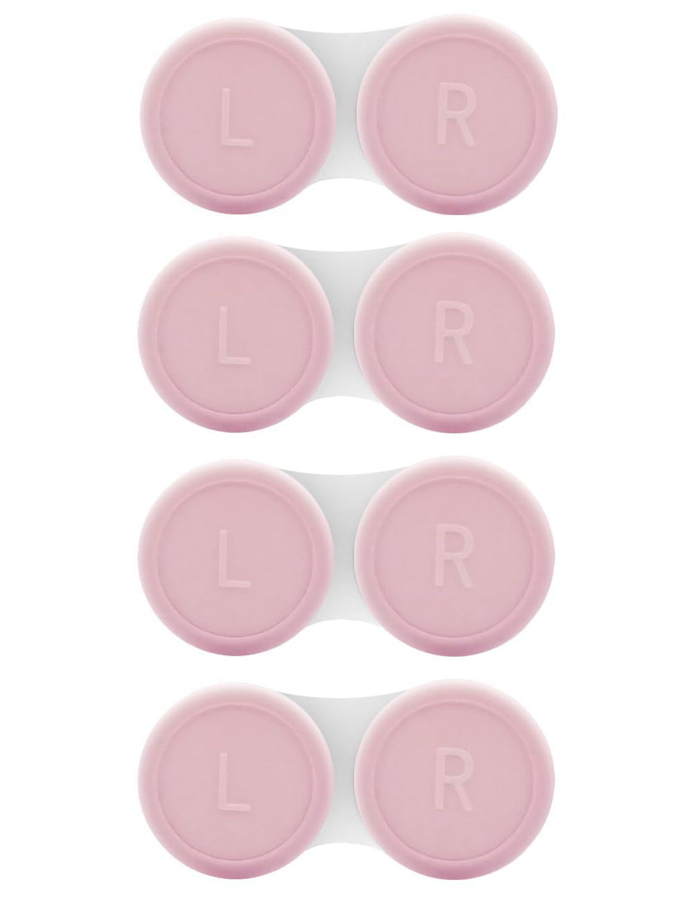 Vastsoon 4-pack pink contact lens case set with four labeled L and R lids