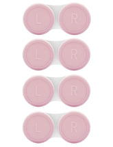 Vastsoon 4-pack pink contact lens case set with four labeled L and R lids