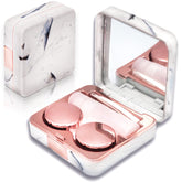 Vastsoon rose gold square contact lens case with built-in mirror