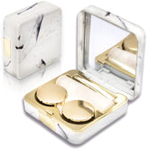 Vastsoon square gold contact lens case with mirror and travel bottle