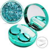 Vastsoon green Quicksand Glitter Contact Lens Case with Mirror