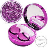 Vastsoon purple quicksand glitter lens case with mirror - front view