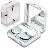Vastsoon marble square contact lens storage case with silver finish