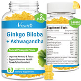 Vazatisi 240MG Ginkgo Biloba Gummies bottle label with Pineapple flavor