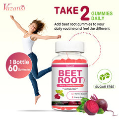 On-the-go Vazatisi Beet Root Gummies packaging offers portable daily supplementation.