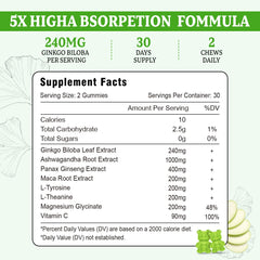 Front view of Vazatisi Ginkgo Biloba Gummies Apple Flavor bottle