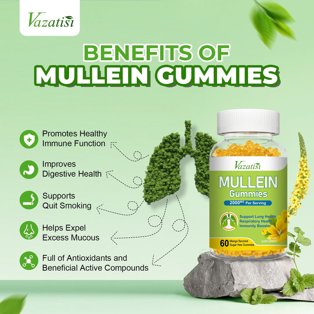 Close-up of mango-flavored Vazatisi Mullein Gummies
