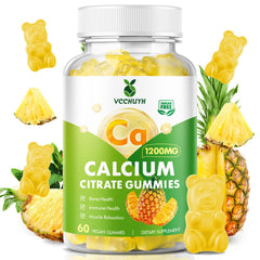 VCCHUYH Calcium Citrate Gummies bottle label Pineapple flavor 1200 mg per serving