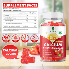 Close-up of strawberry-flavored calcium citrate gummies