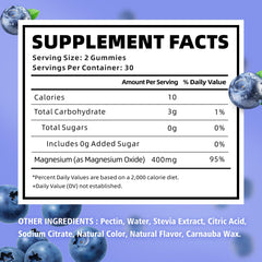 VCCHUYH Magnesium Oxide Gummies 400mg Blueberry back label