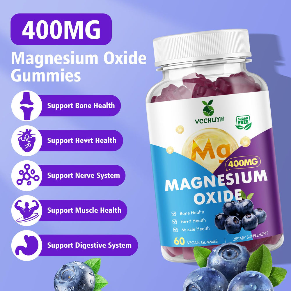 Nutrition facts for VCCHUYH Magnesium Oxide Gummies 400mg