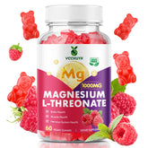 Front view of VCCHUYH Magnesium Threonate Gummies Raspberry flavor bottle (60 count)