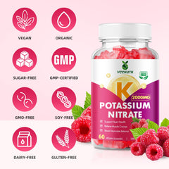Adults and kids chewing raspberry potassium gummies