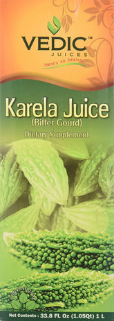 Vedic Juices bitter gourd juice bottle highlights pure, natural nourishment for daily wellness.