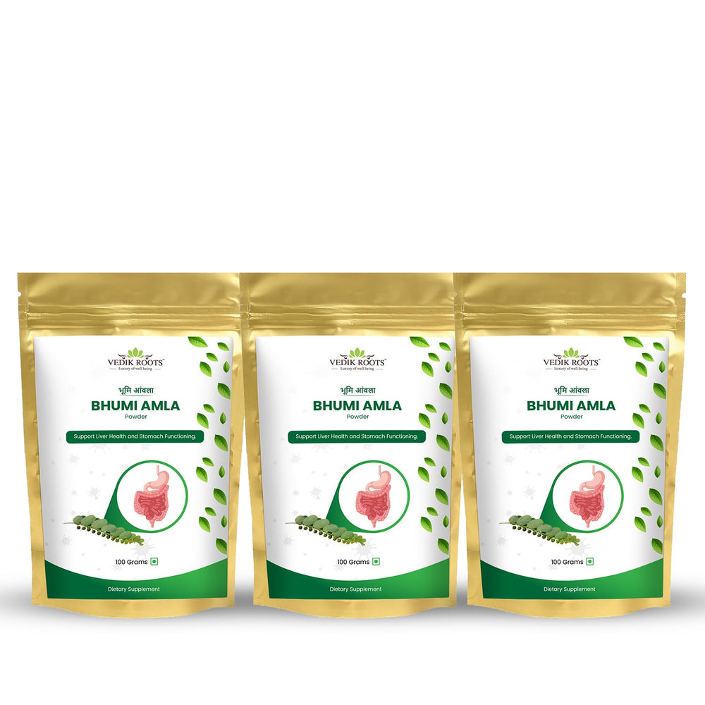 Front view of Vedikroots Bhumi Amla powder packaging