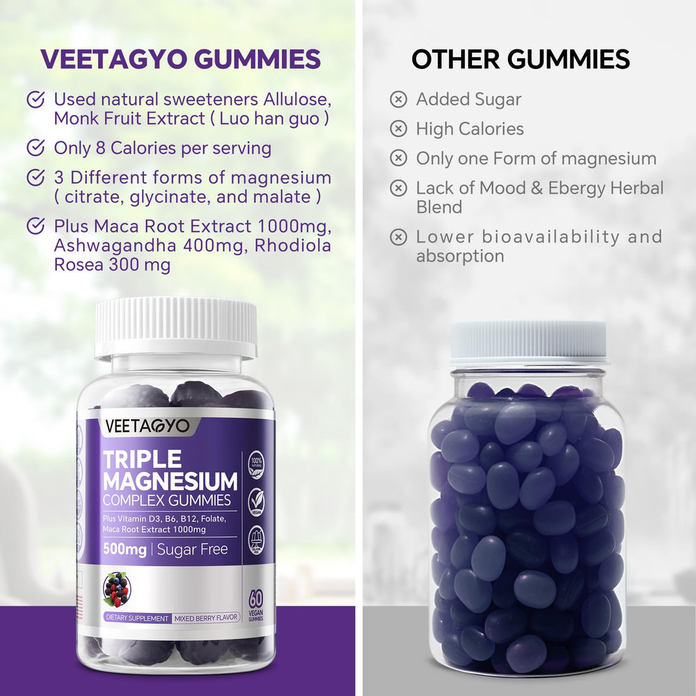 Retail store display featuring VEETAGYO Magnesium Gummies 120ct