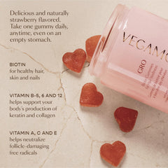 Hair, skin, and nails vitamins concept featuring gummies