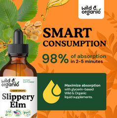 Vegan, alcohol-free slippery elm liquid drops formulation