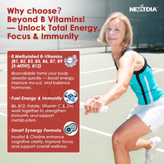 Vegan-friendly B complex gummies on white background