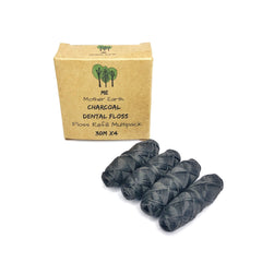 Vegan bamboo charcoal dental floss 4-pack with peppermint oil for eco-friendly zero waste care