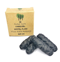 Eco-friendly zero waste dental care product: bamboo charcoal floss 4-pack