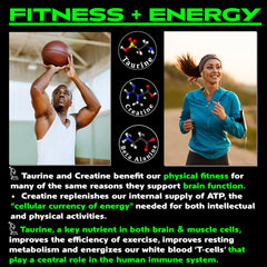 Athlete performing a workout with brain-boost icon overlay