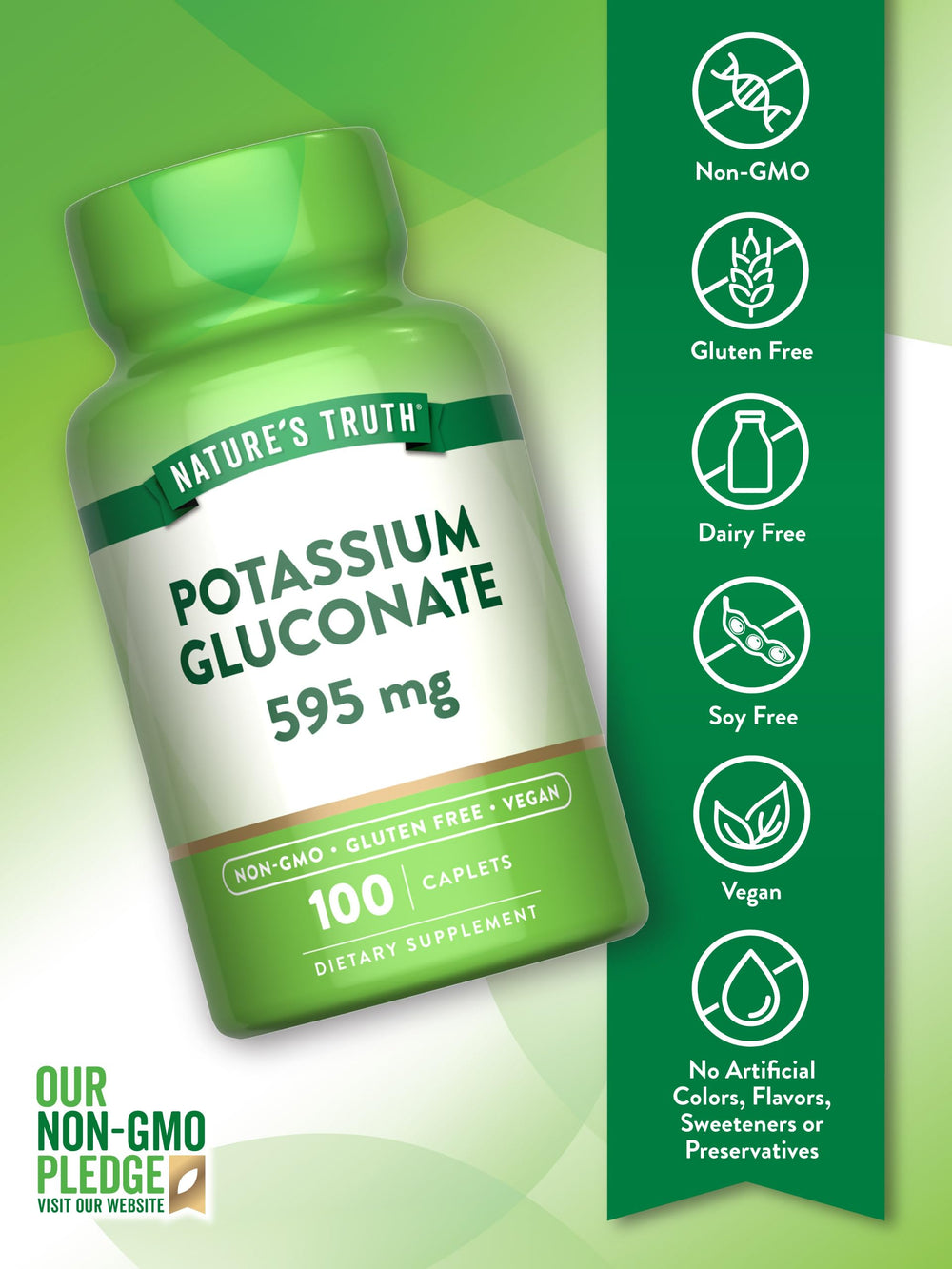 Vegan caplets of Nature's Truth potassium gluconate