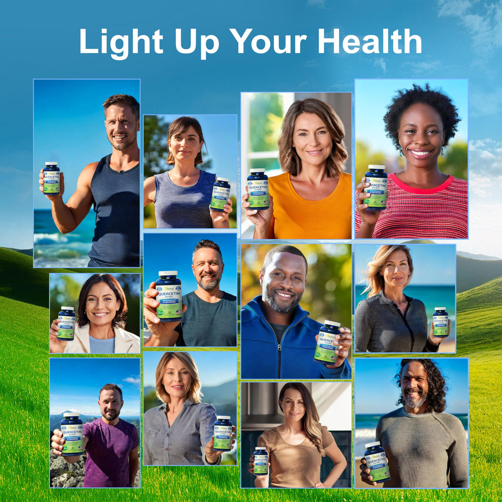 Vegan quercetin capsules in a bottle