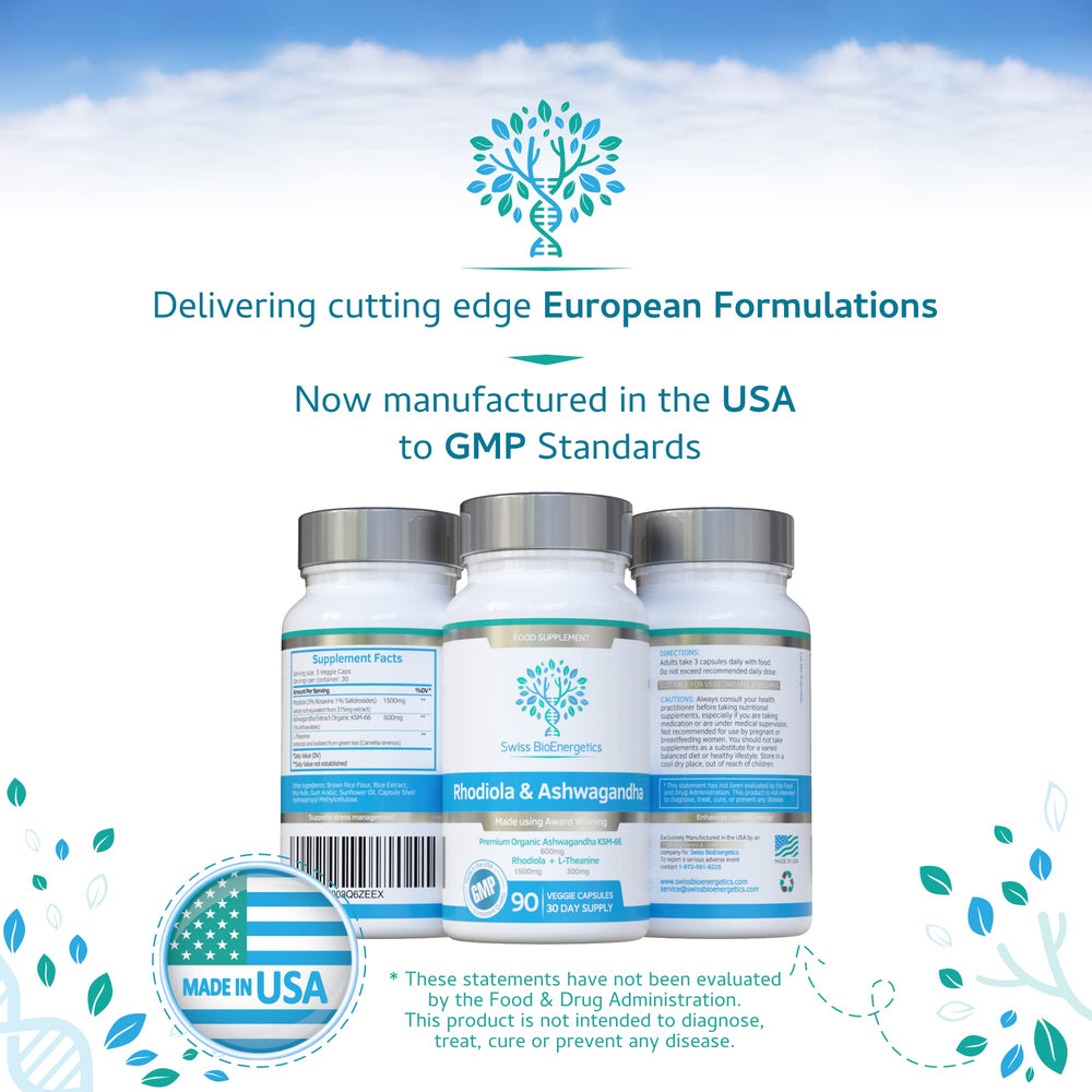 Vegan capsules of Rhodiola and Ashwagandha