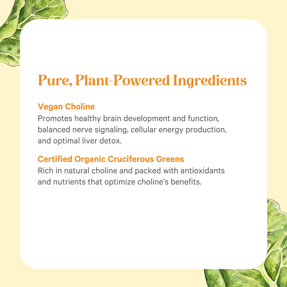 Plant-based vegan choline from organic greens