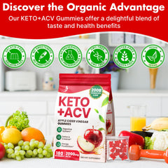 Vegan, gluten-free, gelatin-free ACV gummies in packaging