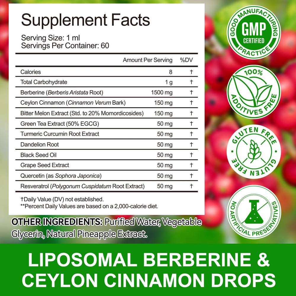 Vegan, gluten-free berberine drops label