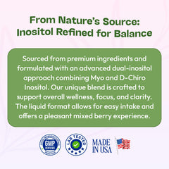 Vegan, gluten-free and dairy-free label on Inositol supplement