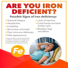 Vegan and gluten-free iron supplement label