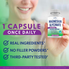 Vegan, gluten-free, non-GMO magnesium glycinate supplement