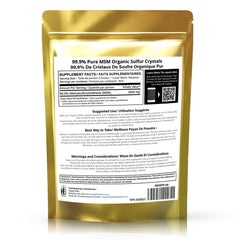 Vegan, gluten-free organic sulfur MSM product label