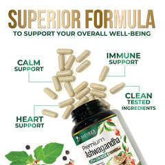 Vegan and gluten-free Ashwagandha capsules label